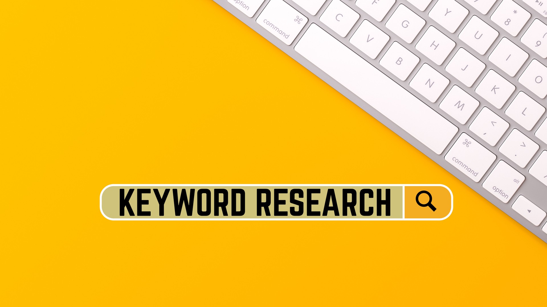Keyword Research SEO Analysis Magnifying Glass Keyboard Concept Paper Cut